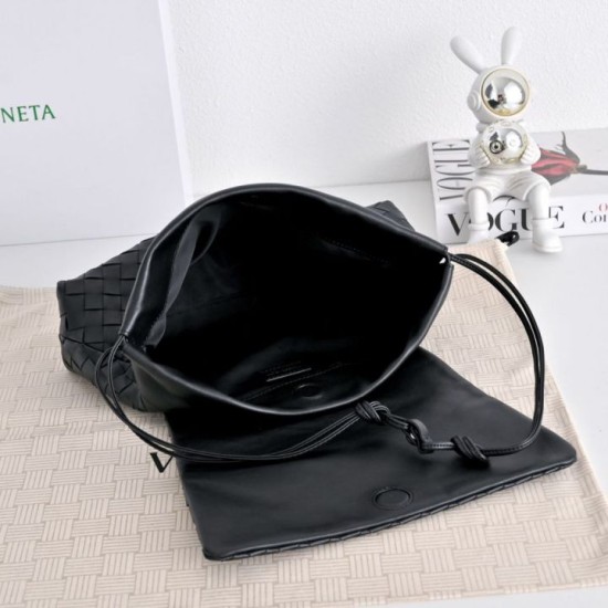 Super Clone Knockoff Bottega Veneta Giorno Intrecciato Shoulder Bag Black