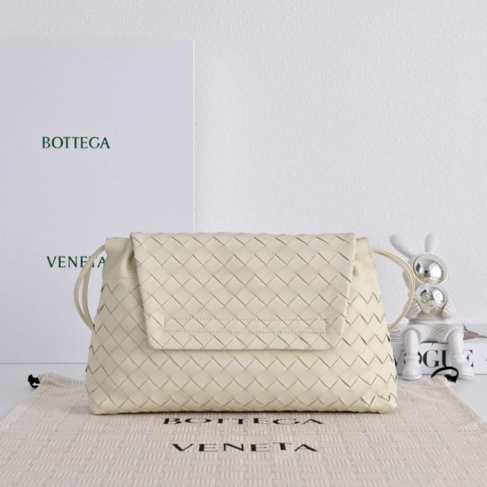 Super Clone Knockoff Bottega Veneta Giorno Intrecciato Shoulder Bag White