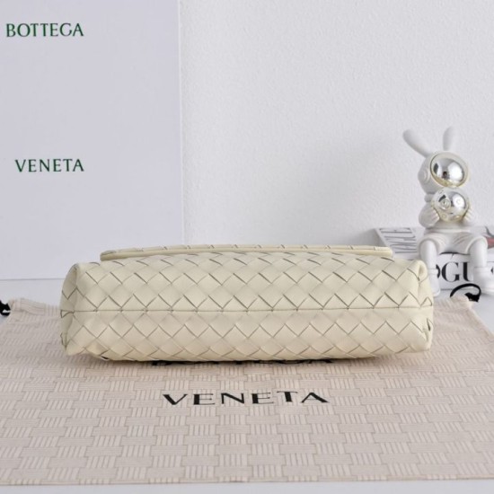 Super Clone Knockoff Bottega Veneta Giorno Intrecciato Shoulder Bag White