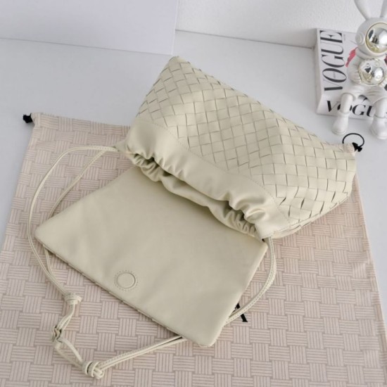 Super Clone Knockoff Bottega Veneta Giorno Intrecciato Shoulder Bag White