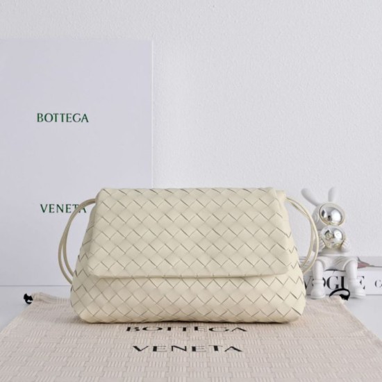 Super Clone Knockoff Bottega Veneta Giorno Intrecciato Shoulder Bag White