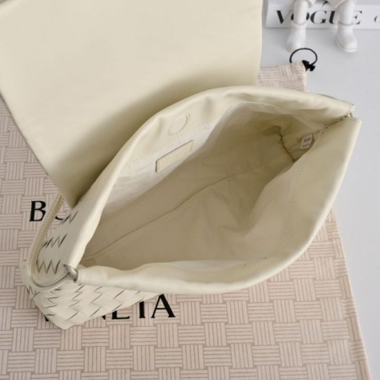 Super Clone Knockoff Bottega Veneta Giorno Intrecciato Shoulder Bag White