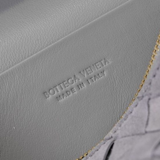 High Quality Replica Bottega Veneta Makeup Bag Gray Suede Super Clone Knockoff Bottega Veneta Makeup Bag Gray Suede