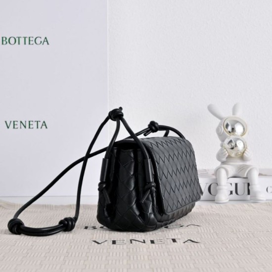 Super Clone Knockoff Bottega Veneta Notturno Intrecciato Shoulder Bag Black