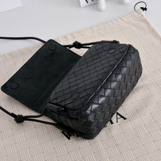 Super Clone Knockoff Bottega Veneta Notturno Intrecciato Shoulder Bag Black