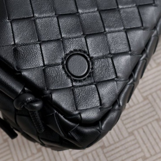 Super Clone Knockoff Bottega Veneta Notturno Intrecciato Shoulder Bag Black