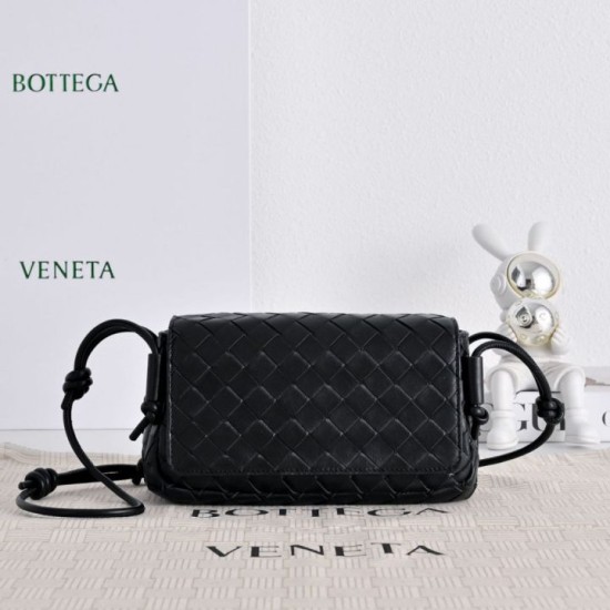 Super Clone Knockoff Bottega Veneta Notturno Intrecciato Shoulder Bag Black