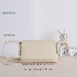 Super Clone Knockoff Bottega Veneta Notturno Intrecciato Shoulder Bag White