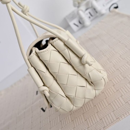 Super Clone Knockoff Bottega Veneta Notturno Intrecciato Shoulder Bag White