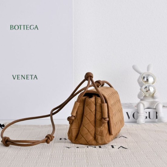 Super Clone Knockoff Bottega Veneta Notturno Intrecciato Shoulder Bag Brown Suede
