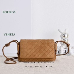 Super Clone Knockoff Bottega Veneta Notturno Intrecciato Shoulder Bag Brown Suede