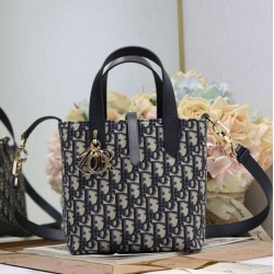 Super Clone Knockoff Dior Toujours Small Denim Jacquard Oblique Bag Blue