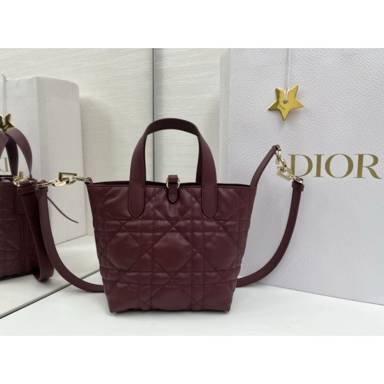 Super Clone Knockoff Dior Toujours Small Vertical Tote Bag Burgundy