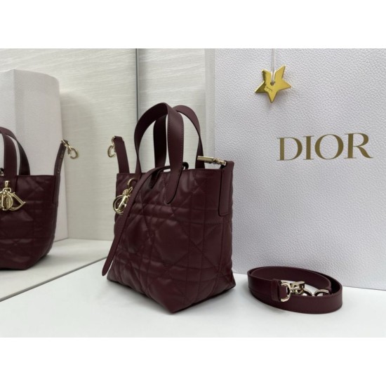 Super Clone Knockoff Dior Toujours Small Vertical Tote Bag Burgundy