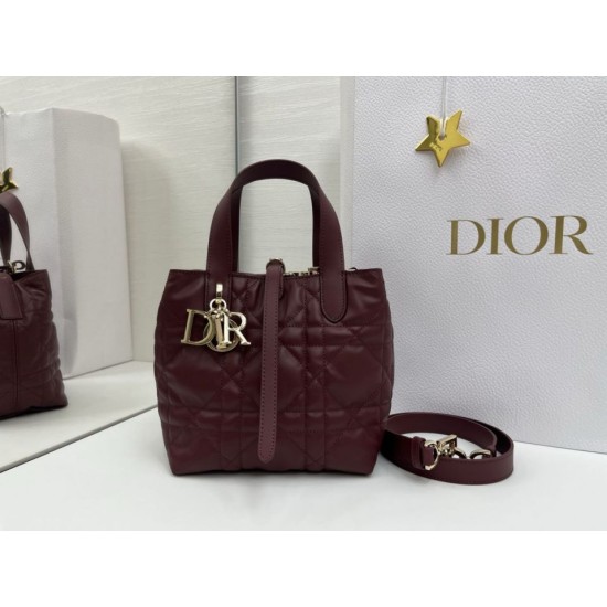 Super Clone Knockoff Dior Toujours Small Vertical Tote Bag Burgundy