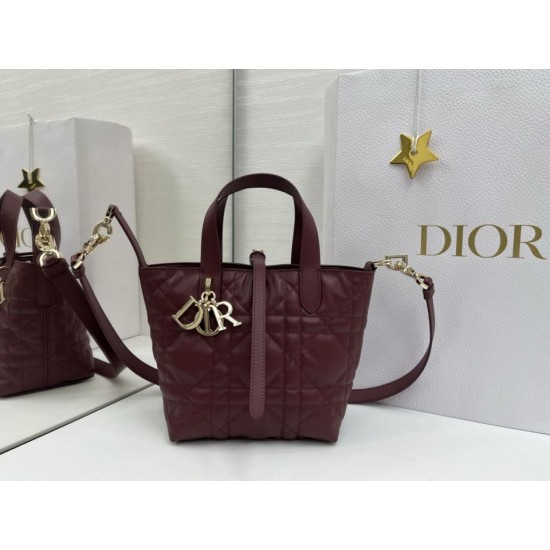Super Clone Knockoff Dior Toujours Small Vertical Tote Bag Burgundy