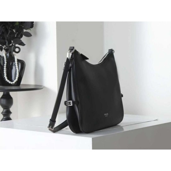 Super Clone Knockoff Prada Fold Large Crossbody Bag 1BC288 Black/Brown