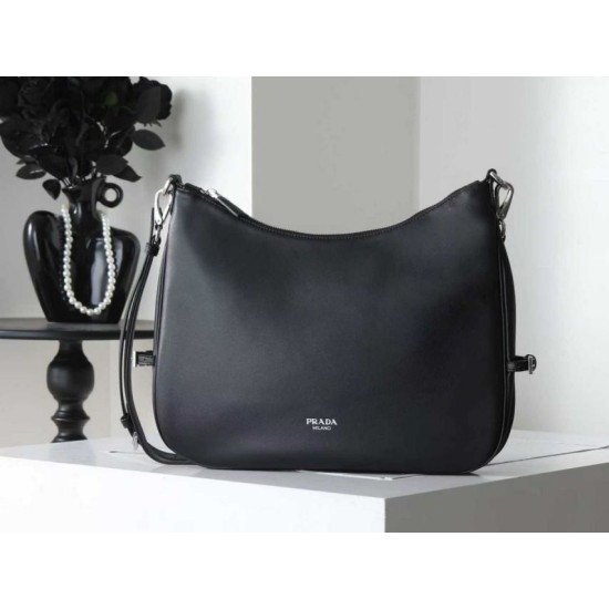 Super Clone Knockoff Prada Fold Large Crossbody Bag 1BC288 Black/Brown