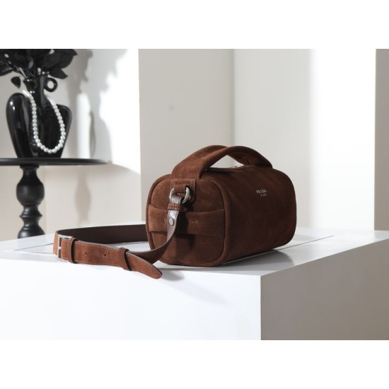 Super Clone Knockoff Prada Boston Crossbody Bag 2VH188 Brown Suede