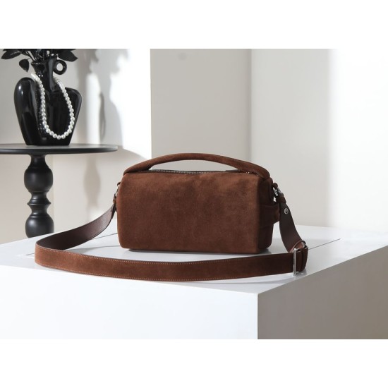 Super Clone Knockoff Prada Boston Crossbody Bag 2VH188 Brown Suede