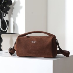 Super Clone Knockoff Prada Boston Crossbody Bag 2VH188 Brown Suede