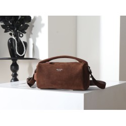 Super Clone Knockoff Prada Boston Crossbody Bag 2VH188 Brown Suede