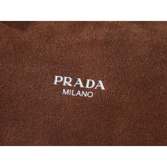 Super Clone Knockoff Prada Boston Crossbody Bag 2VH188 Brown Suede
