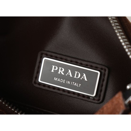 Super Clone Knockoff Prada Boston Crossbody Bag 2VH188 Brown Suede