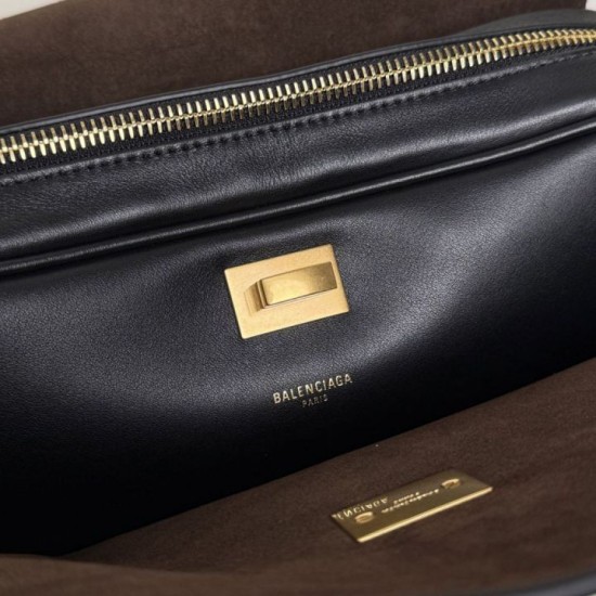 Super Clone Knockoff Balenciaga Le 7 Medium Crossbody Bag Black