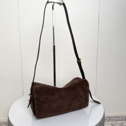 Super Clone Knockoff Balenciaga Le 7 Crossbody Bag Brown Suede