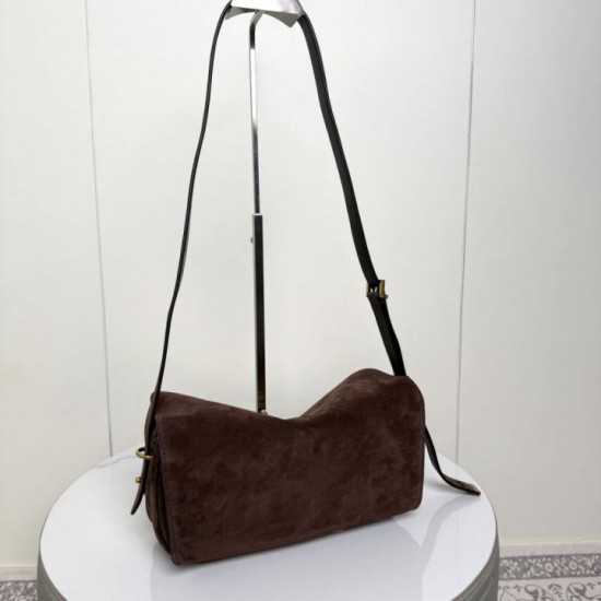 Super Clone Knockoff Balenciaga Le 7 Crossbody Bag Brown Suede