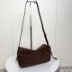 Super Clone Knockoff Balenciaga Le 7 Crossbody Bag Brown Suede