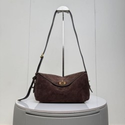 Super Clone Knockoff Balenciaga Le 7 Crossbody Bag Brown Suede