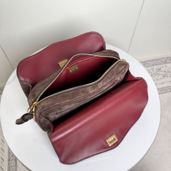 Super Clone Knockoff Balenciaga Le 7 Crossbody Bag Brown Suede
