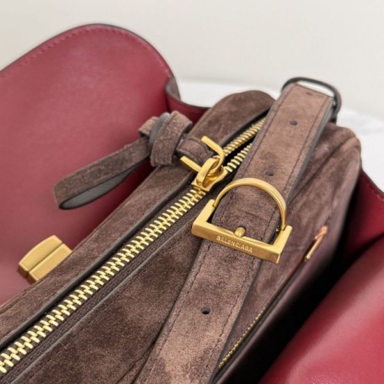 Super Clone Knockoff Balenciaga Le 7 Crossbody Bag Brown Suede