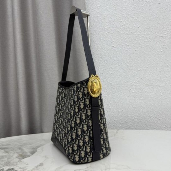 Mirror Quality Replica Dior Médaillon Medium Bucket Bag M1532 Dior Oblique Blue Knockoff