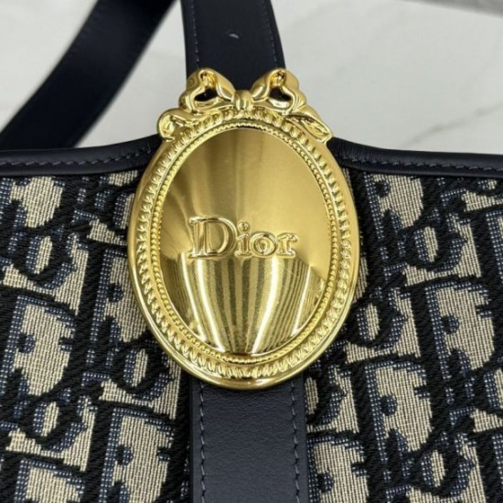Mirror Quality Replica Dior Médaillon Medium Bucket Bag M1532 Dior Oblique Blue Knockoff