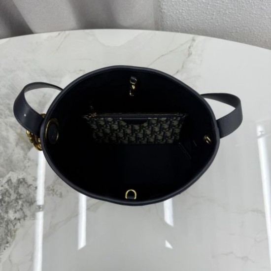 Mirror Quality Replica Dior Médaillon Medium Bucket Bag M1532 Dior Oblique Blue Knockoff