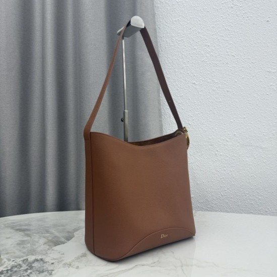 Mirror Quality Replica Dior Médaillon Medium Bucket Bag M1532 Brown Knockoff