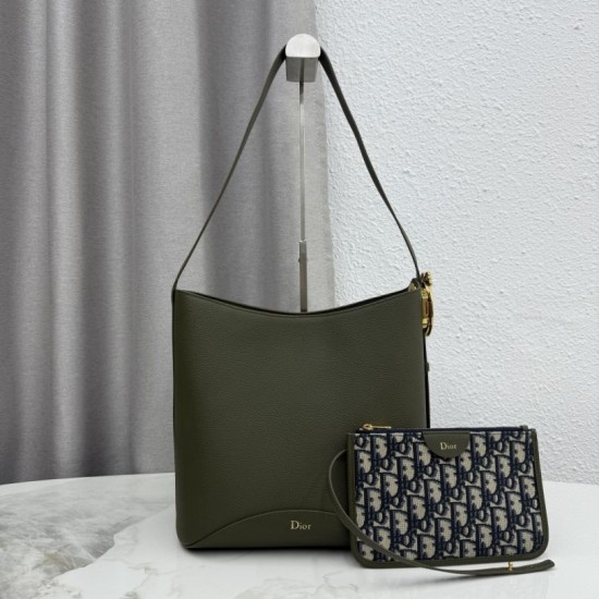 Mirror Quality Replica Dior Médaillon Medium Bucket Bag M1532 Dark Green Knockoff