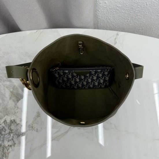 Mirror Quality Replica Dior Médaillon Medium Bucket Bag M1532 Dark Green Knockoff