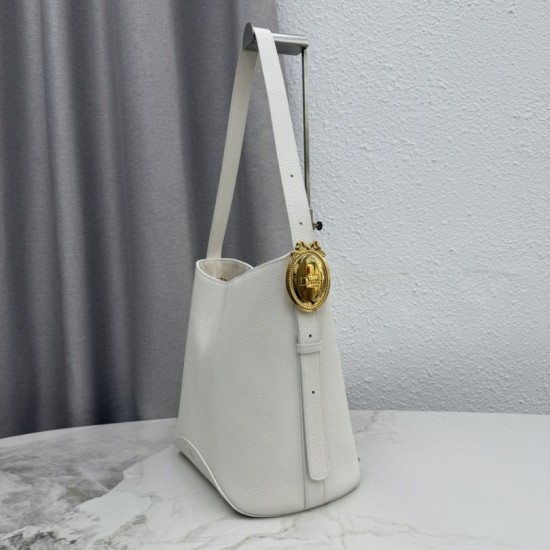 Mirror Quality Replica Dior Médaillon Medium Bucket Bag M1532 White Knockoff