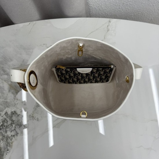 Mirror Quality Replica Dior Médaillon Medium Bucket Bag M1532 White Knockoff