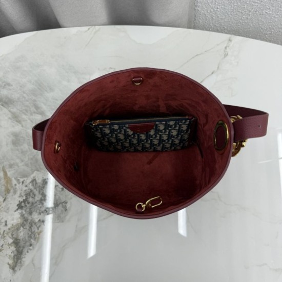 Mirror Quality Replica Dior Médaillon Medium Bucket Bag M1532 Burgundy Knockoff