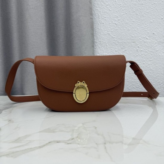 Mirror Quality Replica Dior Médaillon Crossbody Bag 23cm M3920 Brown Knockoff