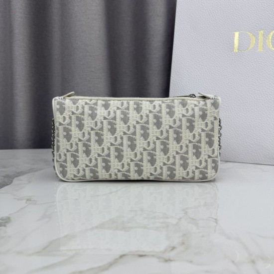 Premium Replica Dior Oblique Bow Chain clutch S2504 beige/gray Fake Mirror Quality Replica Dior Oblique Bow Chain clutch S2504 beige/gray Knockoff