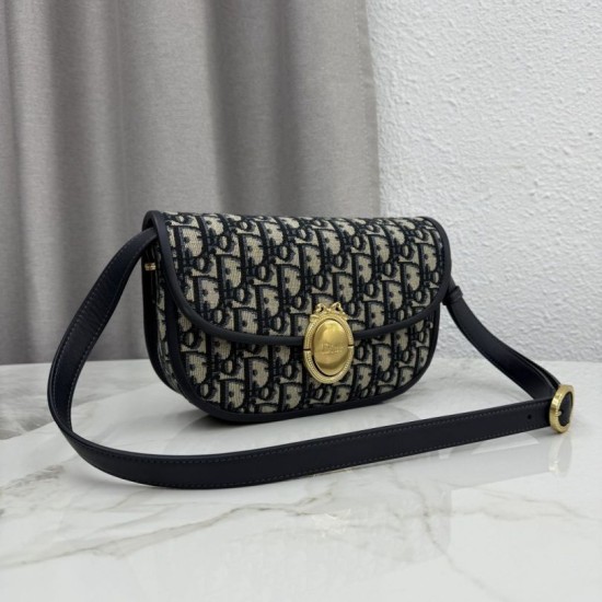 Mirror Quality Replica Dior Médaillon shoulder bag M3920 Oblique blue Knockoff