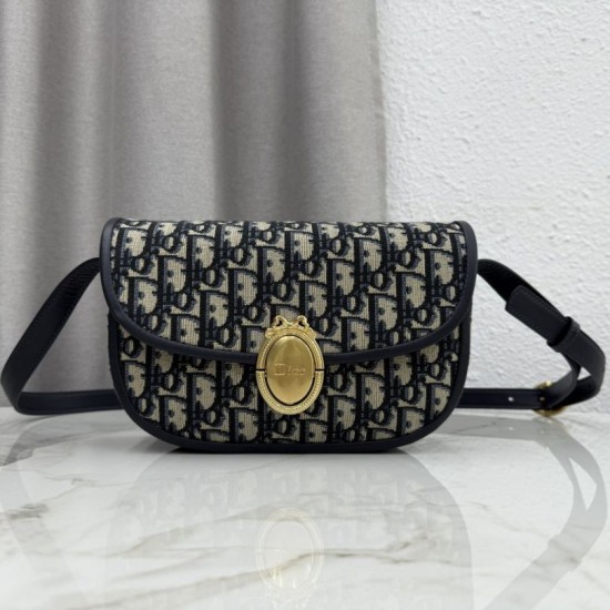 Mirror Quality Replica Dior Médaillon shoulder bag M3920 Oblique blue Knockoff