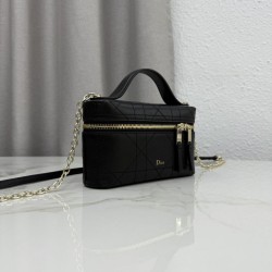 Mirror Quality Replica Dior Trianon Soft Vanity Mini Chain handbag S4613 black Knockoff