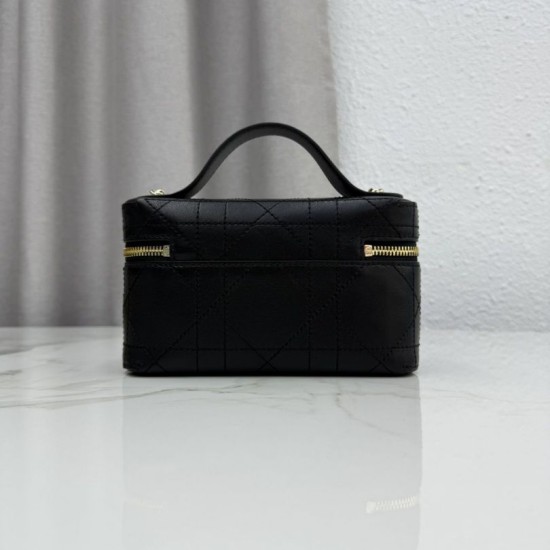 Mirror Quality Replica Dior Trianon Soft Vanity Mini Chain handbag S4613 black Knockoff